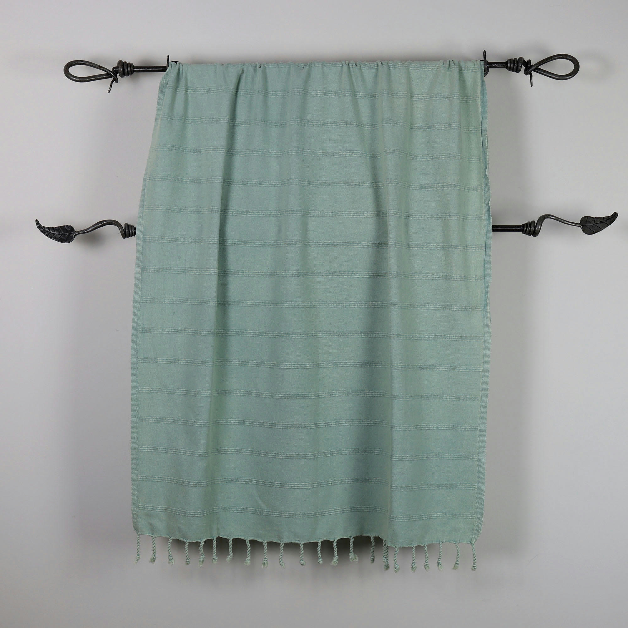 - Fouta vintage 100% coton avec franges vert mer 95 x 170 cm