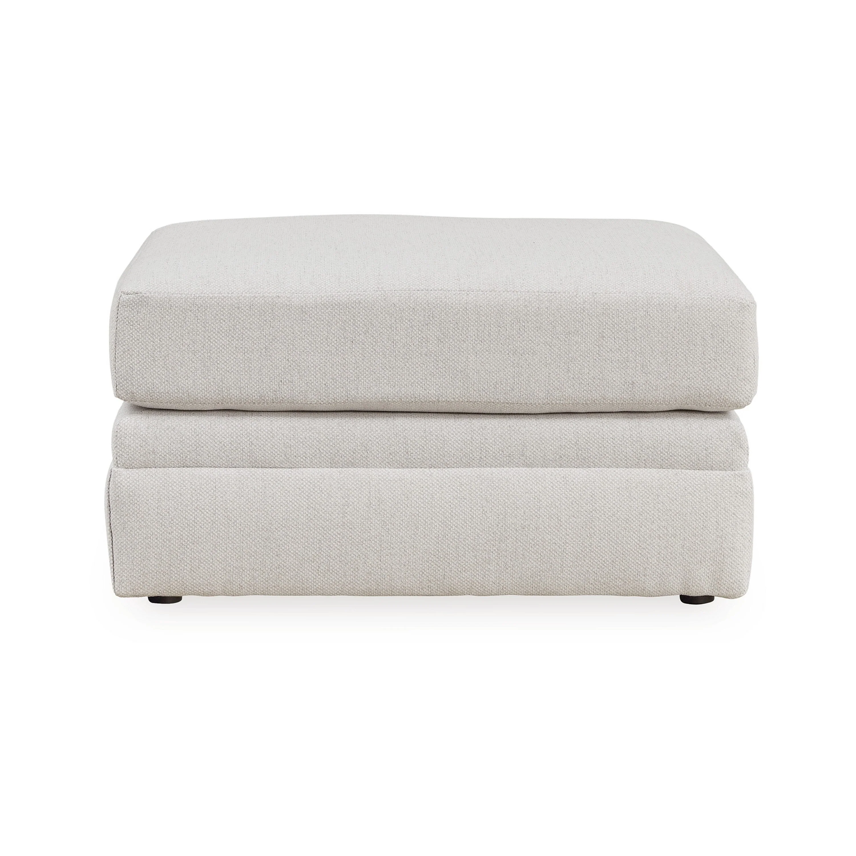 Maite Ottoman, Modern Chalk Gray Polyester, Soft Cushions, 34 Inch