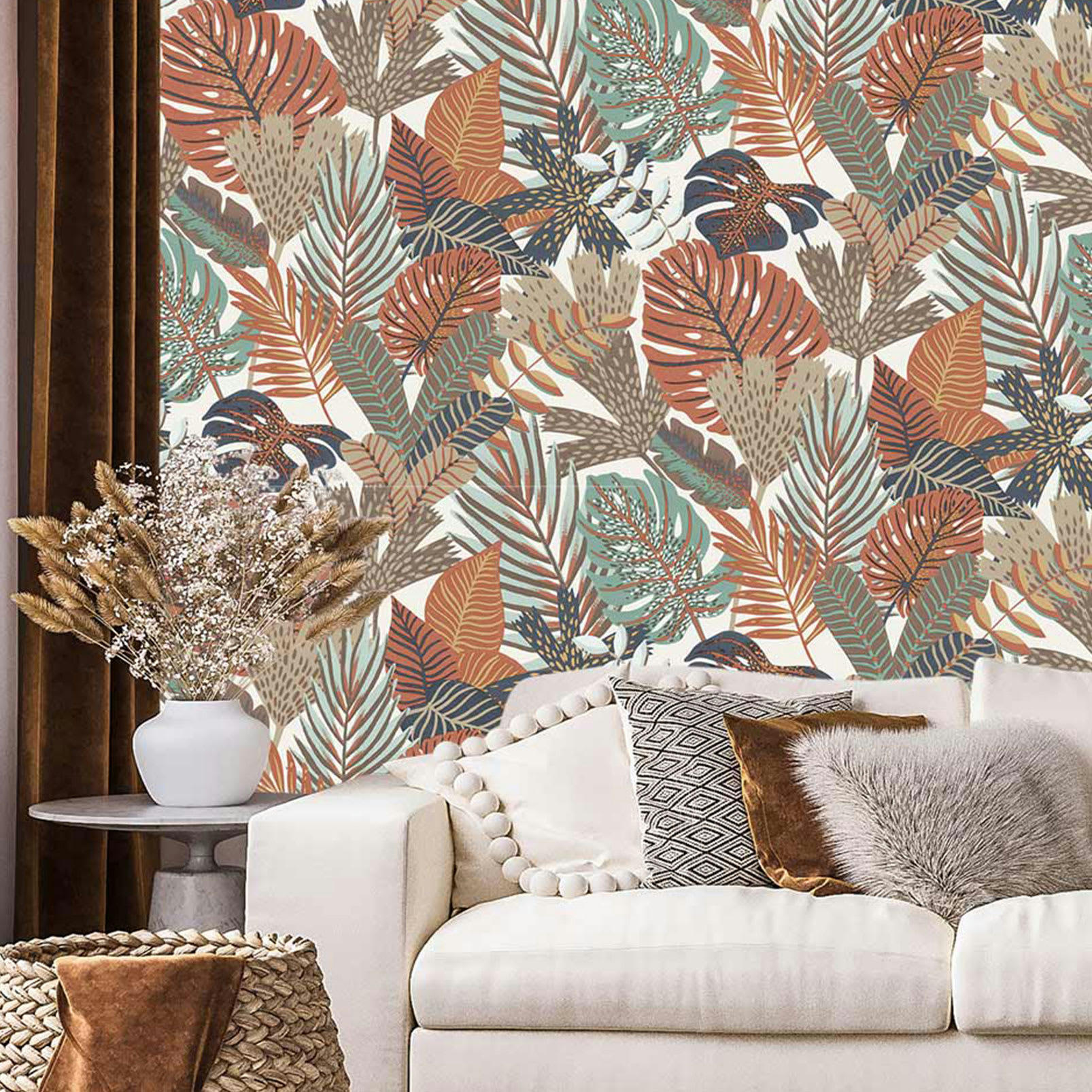 - Papier peint plante Monstera cuivrée 0,53x10 mètrescm