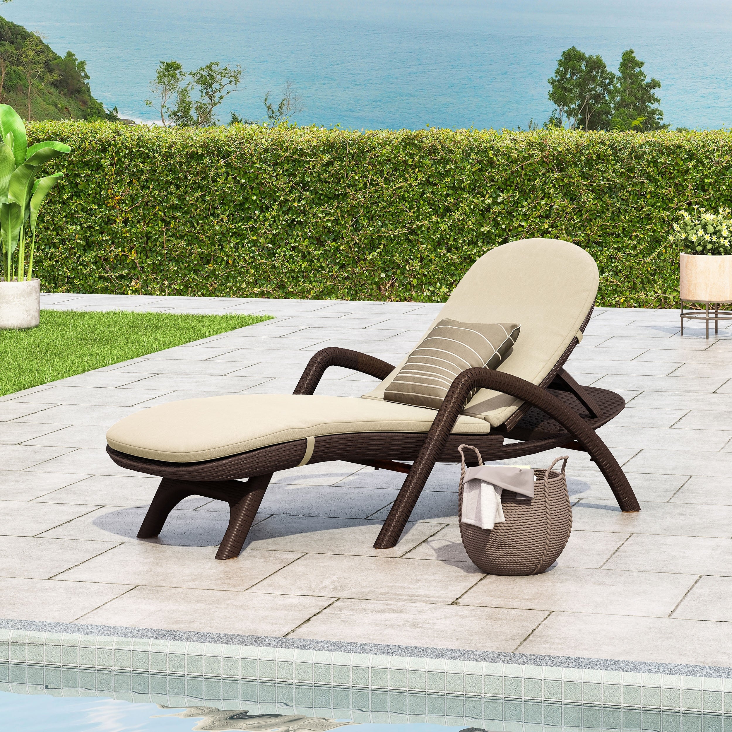 Waverly Faux Wicker Chaise Lounge by Christopher Knight Home