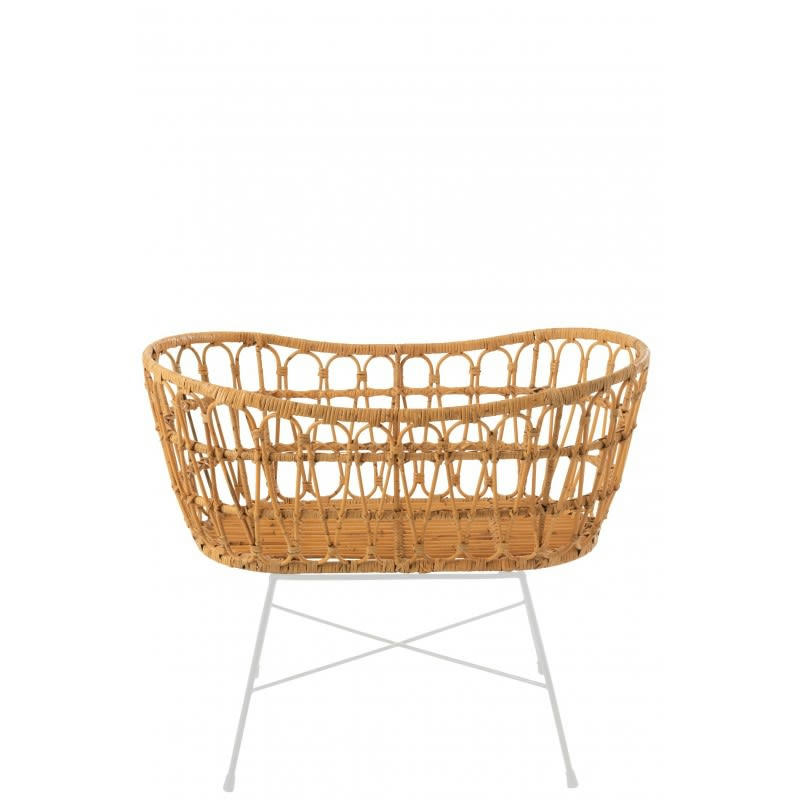 ROTIN - Berceau rotin et métal / matelas blanc