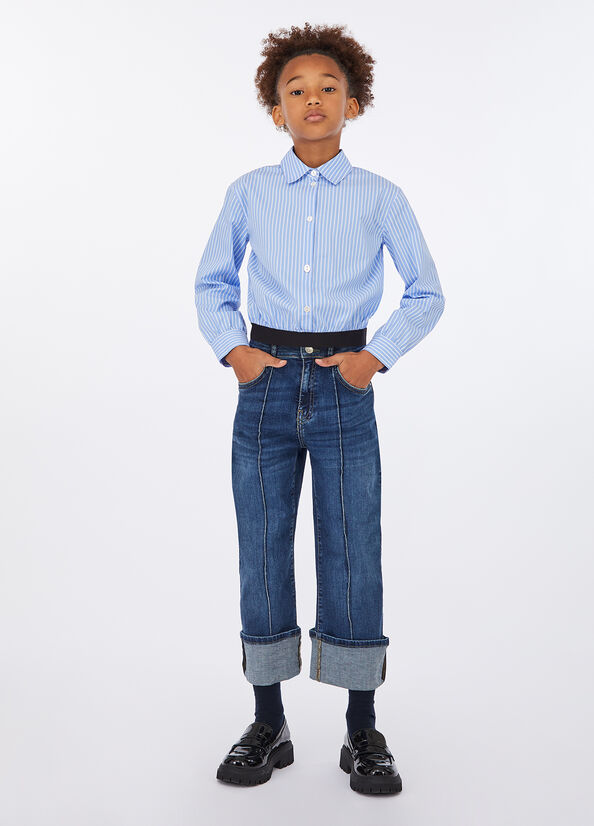 Jeans straight con risvolto
