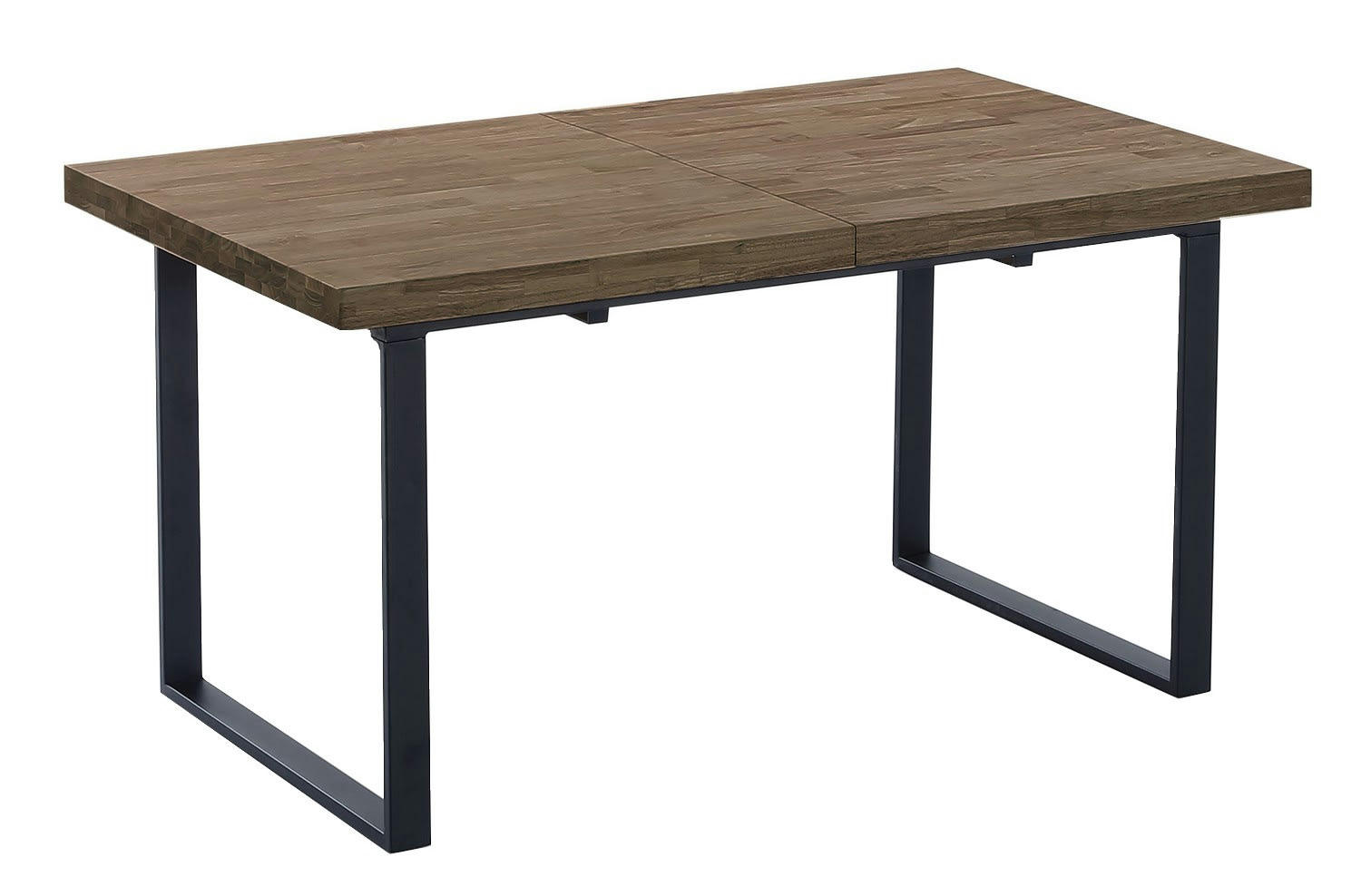MATIKA - Table repas extensible bois foncé et acier noir L180