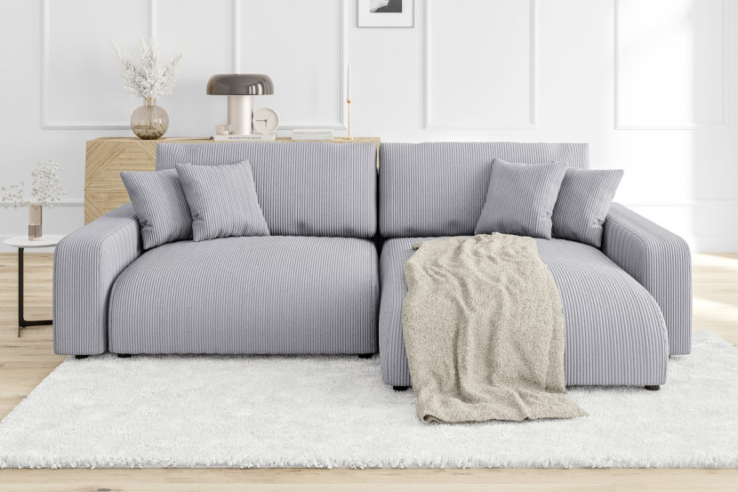 Ropez Sara narożnik z funkcją uniwersalny sztruks szary