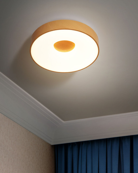 Lampa sufitowa LED plafon metalowa jasne drewno