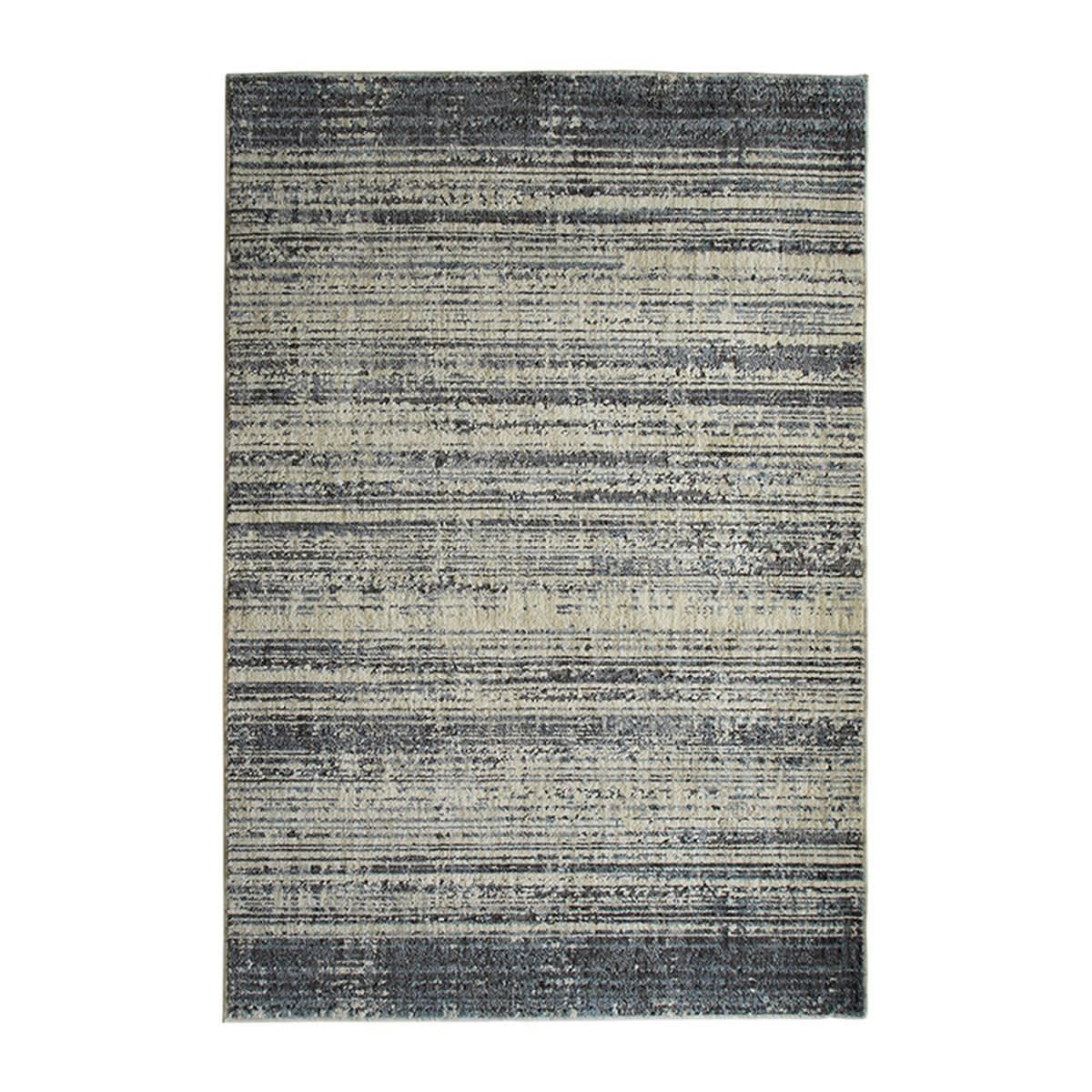 RECYCLE - Tapis recyclé motif lignes gris noir 120X170