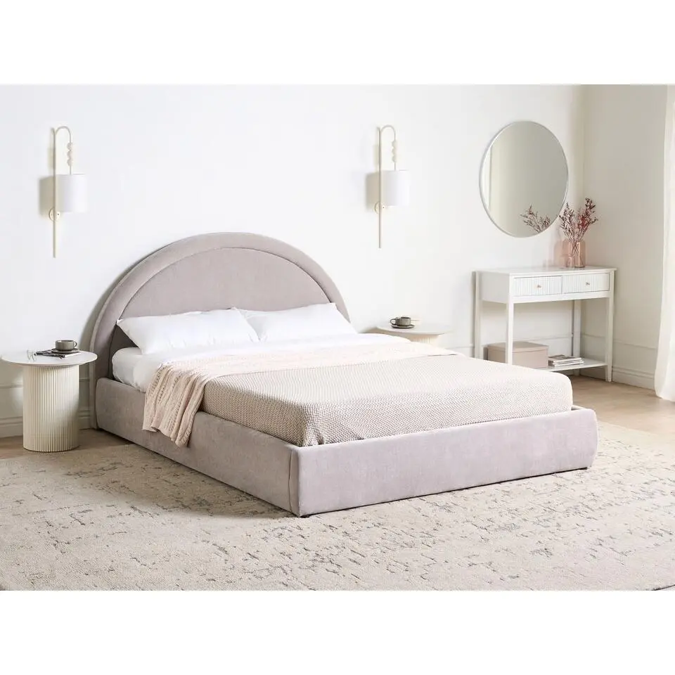 MOUZON - Bed met opbergruimte - Taupe - 160 x 200 cm - Stof