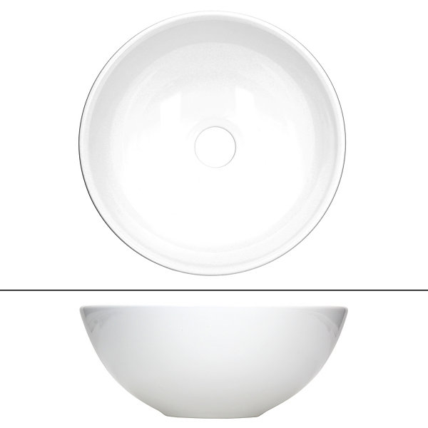 Lavabo en céramique ronde blanc sans trop-plein avec bonde de vidage 280x116 mm