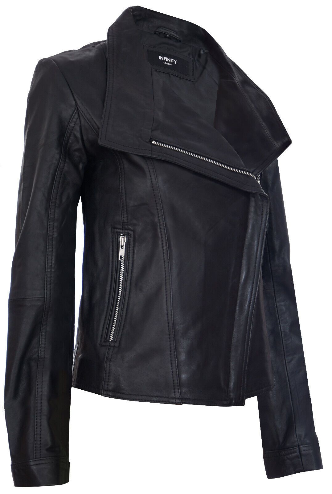 Infinity Leather Classic Leather Shawl Wrap Biker Jacket - Morpeth