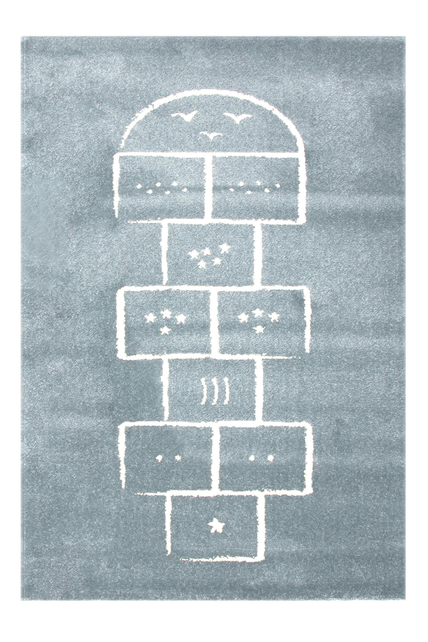 HOPSCOTCH - Tapis enfant jeu de marelle bleu 100x150, OEKO-TEX®