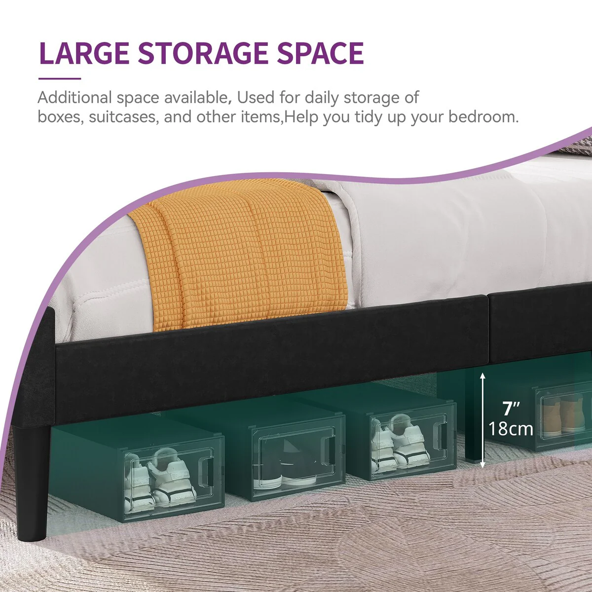 Moasis King Velvet Tufted Upholstered Platform Bed Frame