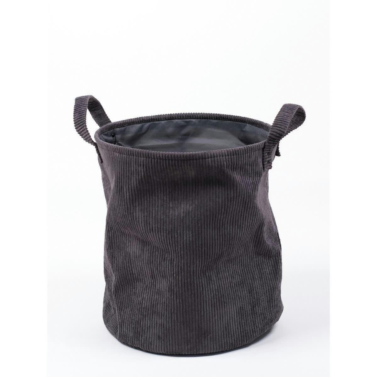 COZY - Corbeille à linge en velours côtelé fusain