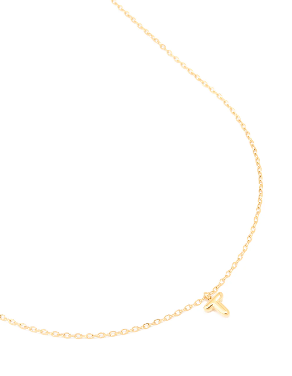 Waterproof Gold Plated Stainless Steel Mini Bubble Letter T Necklace