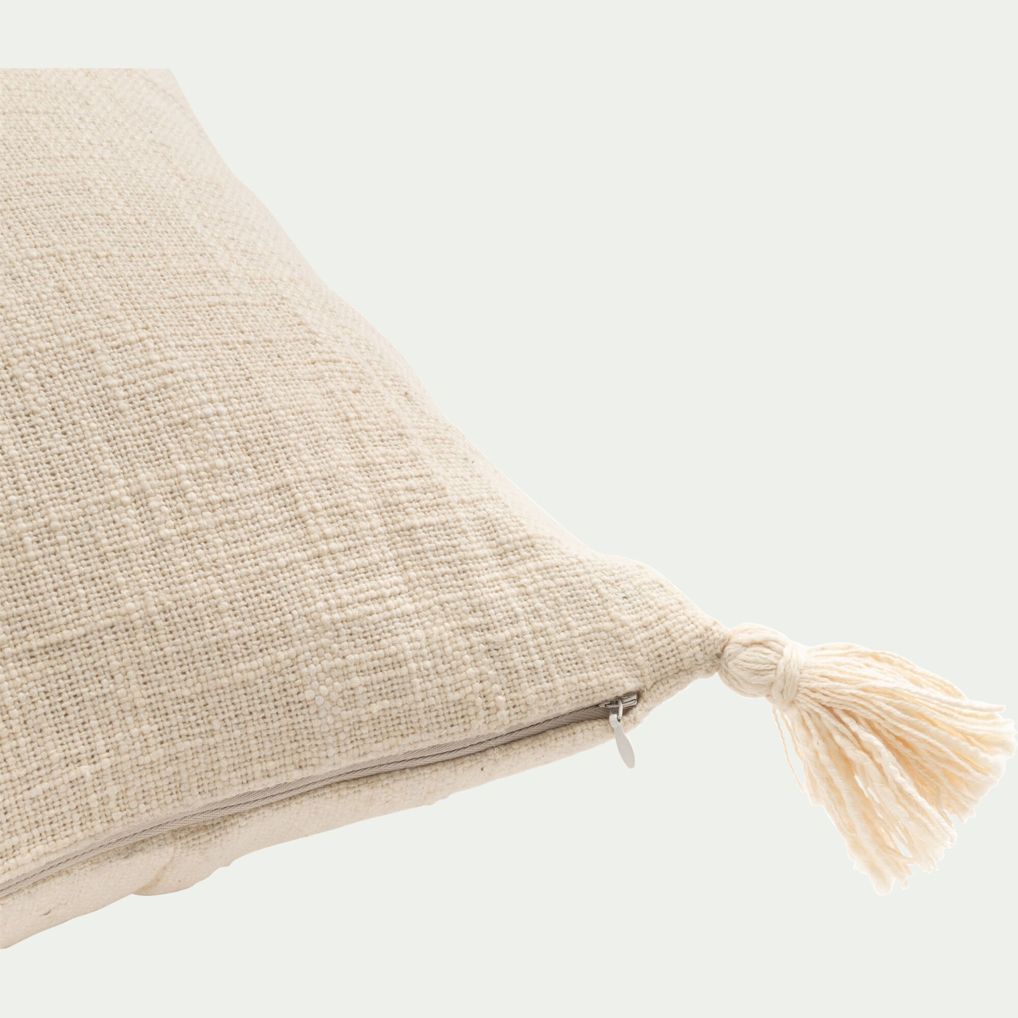 DIKIS - Coussin à pompons en coton 40x60cm - blanc