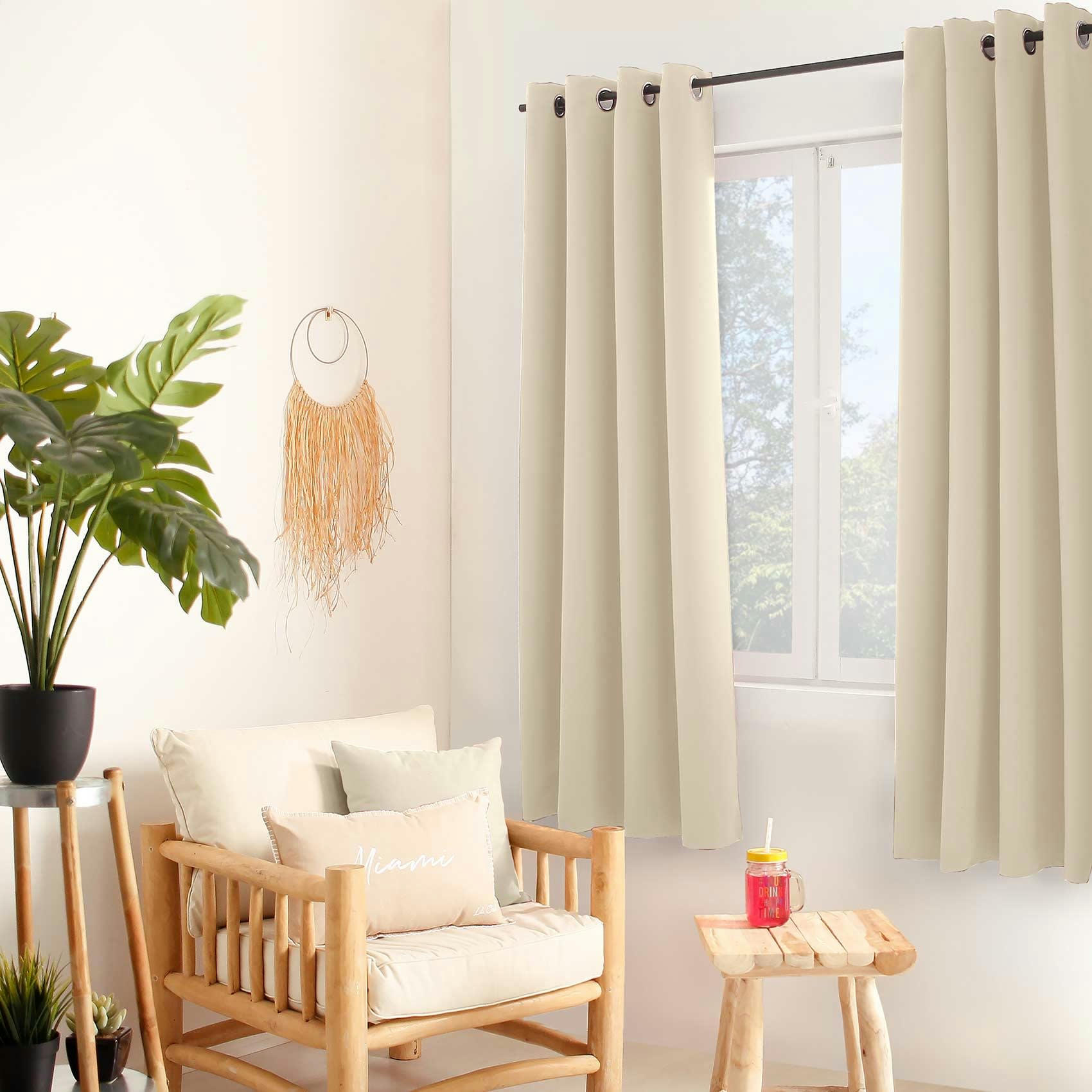 - Rideau uni isolant et thermique polyester ecru 140x180 cm