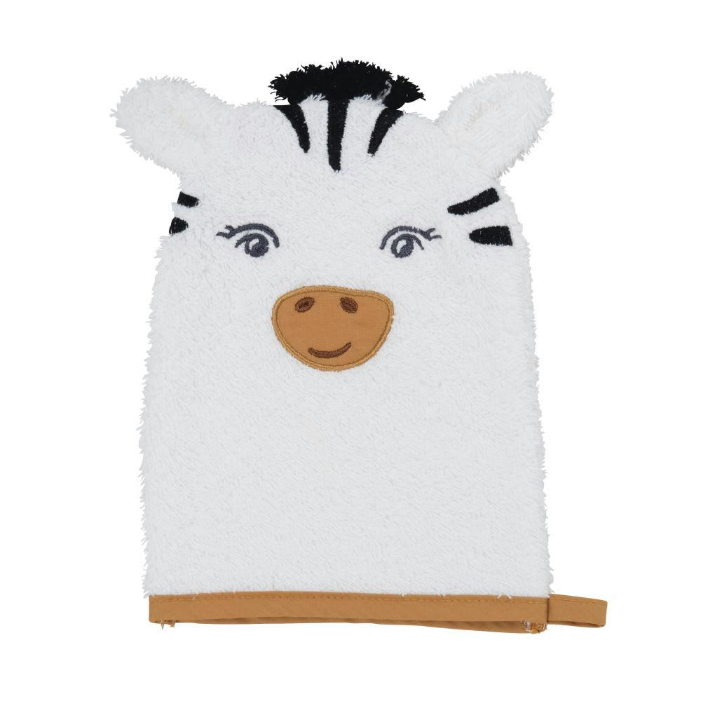 MADRID - Sortie de bain blanche avec capuche tête de zèbre 80x80 cm