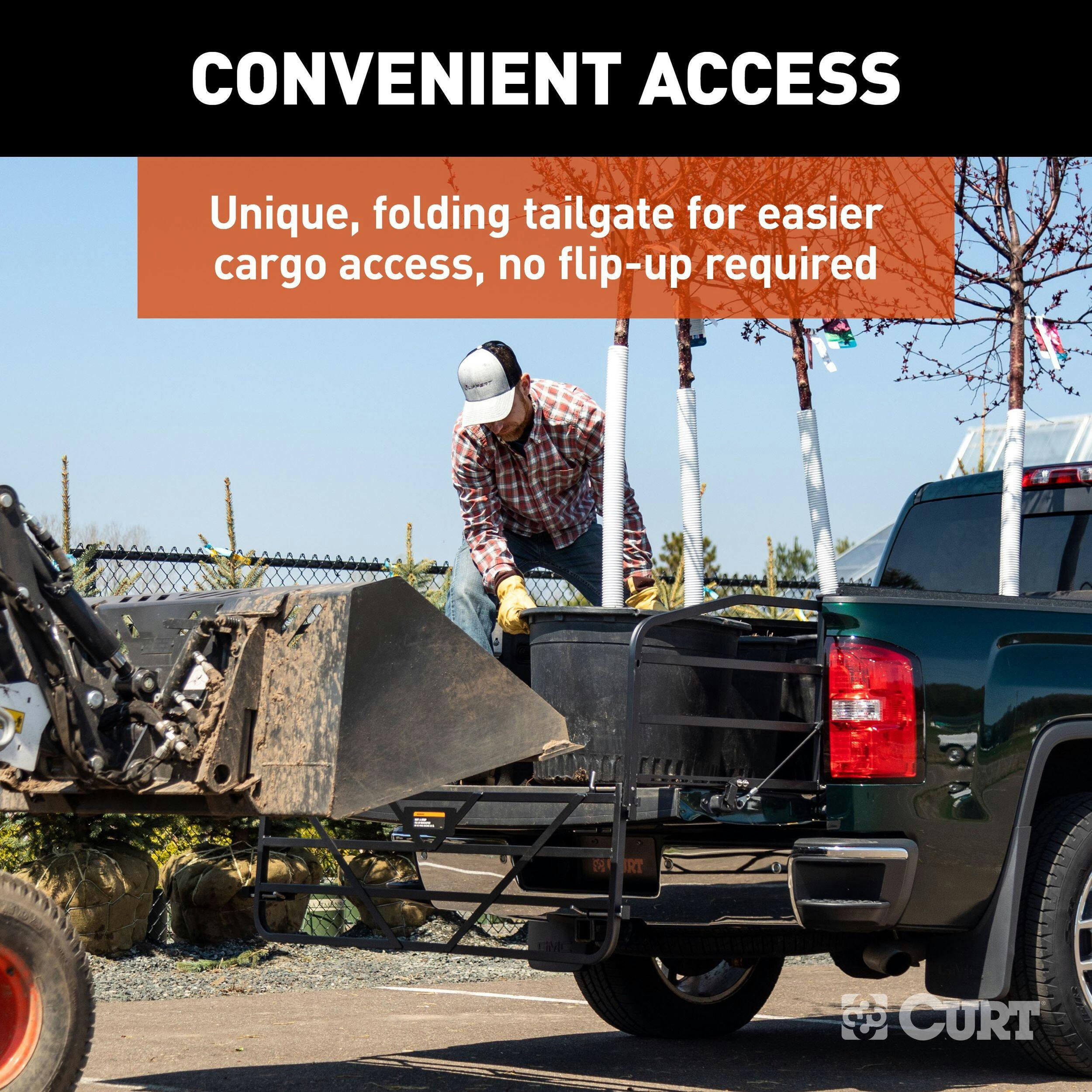 CURT 18325 Universal Truck Bed Extender with Fold-Down Tailgate, Black Steel