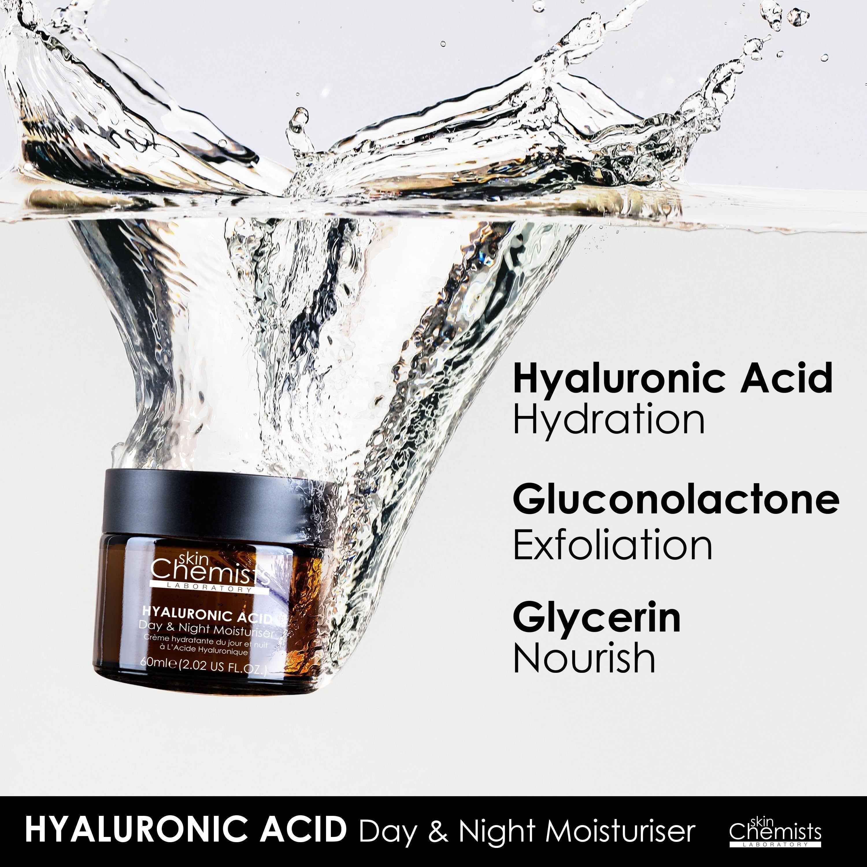 skinChemists professional Anti-Ageing Hyaluronic Acid Day Moisturiser 60ml for Plumping and Moisturising
