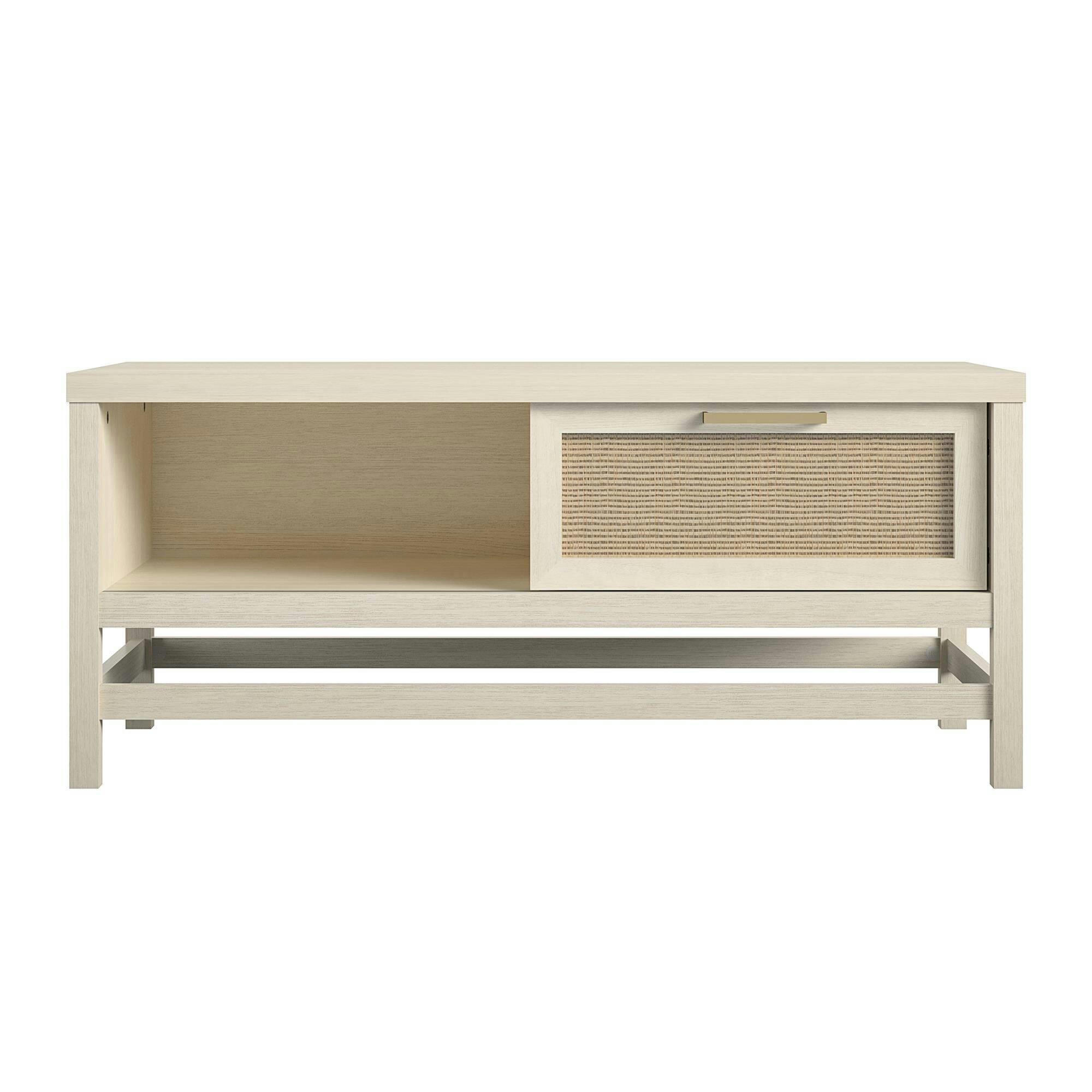 Dorel Lennon MDF Laminate Coffee Table with Sliding Door, Ivory Oak
