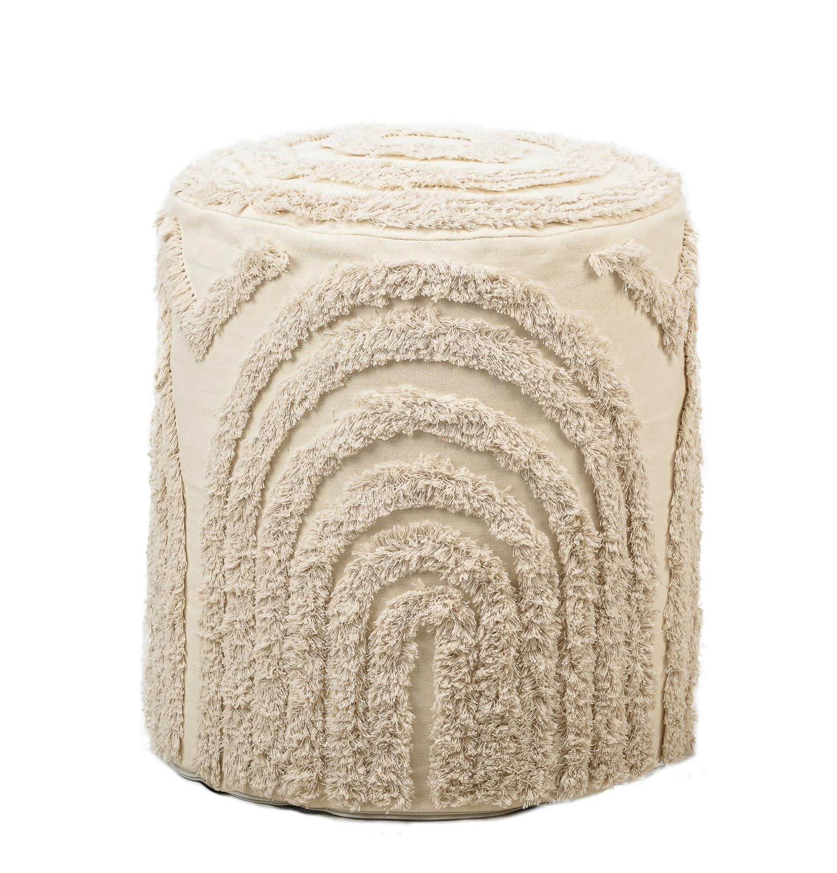 - Pouf en tissu beige style scandinave