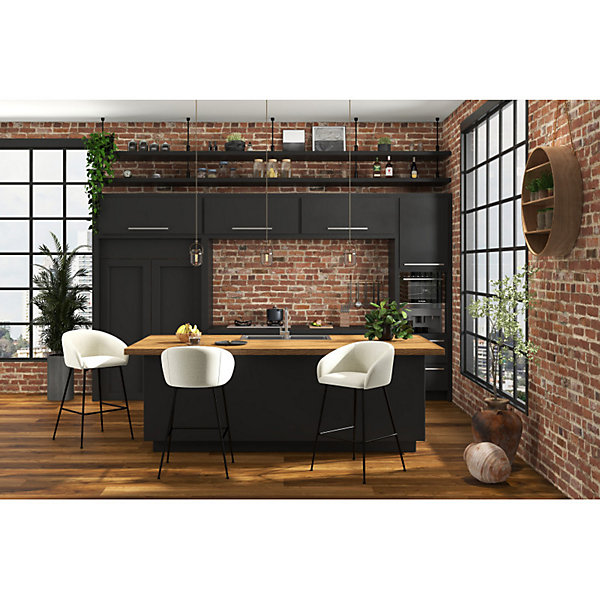 CHLOE-Fauteuil de bar en tissu Luxury Ecru (x2)