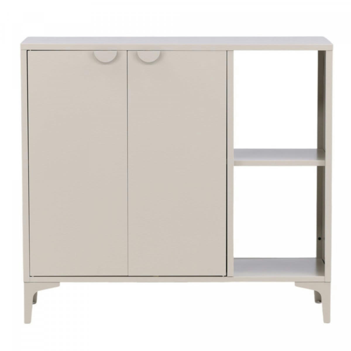 DIDI - Buffet bas 2 portes 2 étagères en métal beige