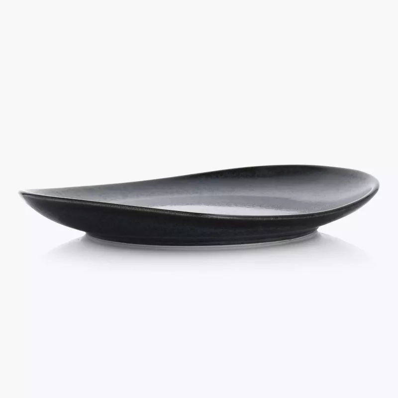 Talerz śniadaniowy DUKA TIME BLACK 22x19 cm grafitowy porcelanowy