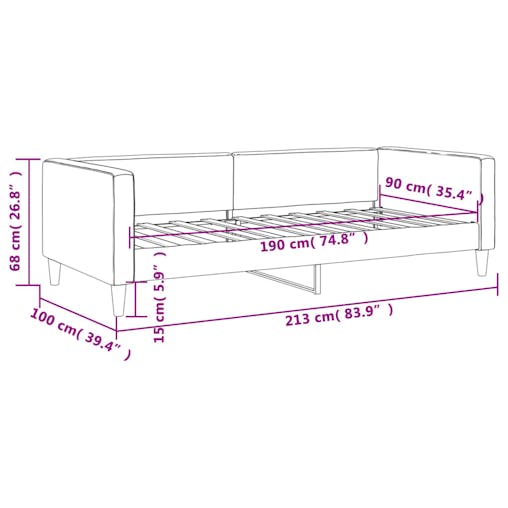 NNEVL Day Bed Dark Grey 90x190 cm Fabric