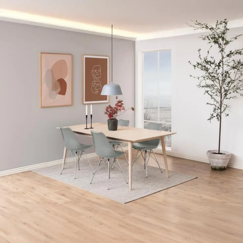 Eetkamerstoel - Grijs - Pu Leer - Zithoogte 49cm - Tiel - Set van 4