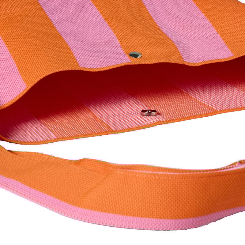 Shopper gestreept - roze/oranje - 45x35 cm