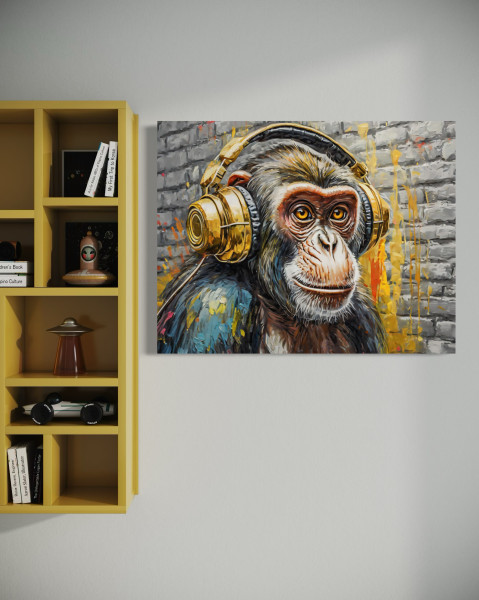 Feeby Obraz na płótnie, Małpa Dj 60x40