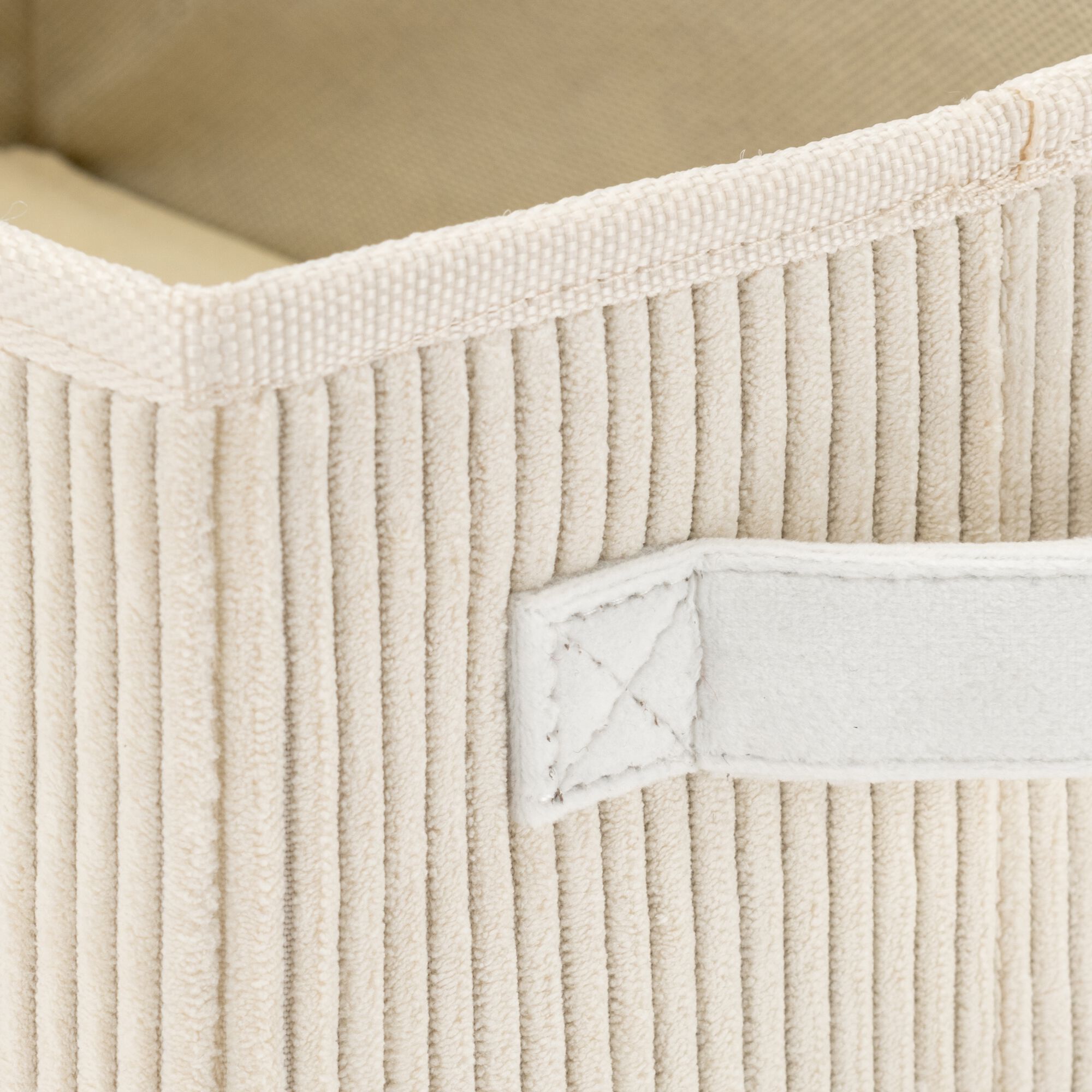 VELA - Panier de rangement en velours côtelé H12xL26xl20 cm - blanc ventoux