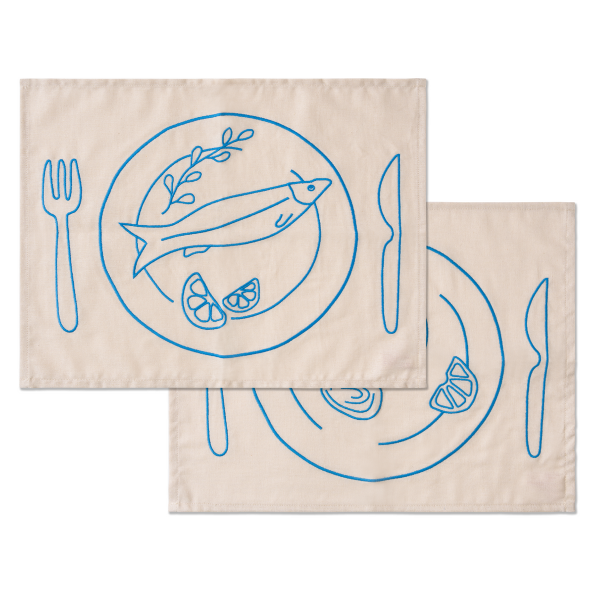 Kulu Club placemats - vis borden - linnenmix - set van 2