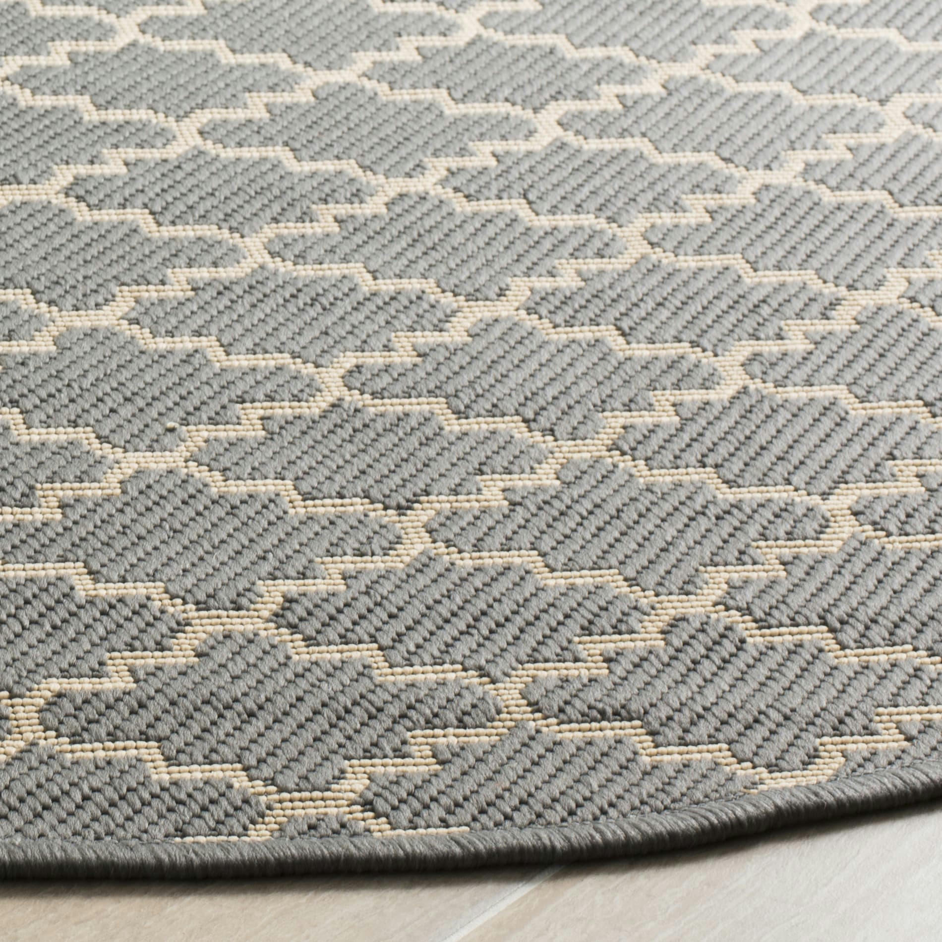 COURTYARD - Tapis interieur & exterieur en gris anthracite & beige, 160 x 160 cm