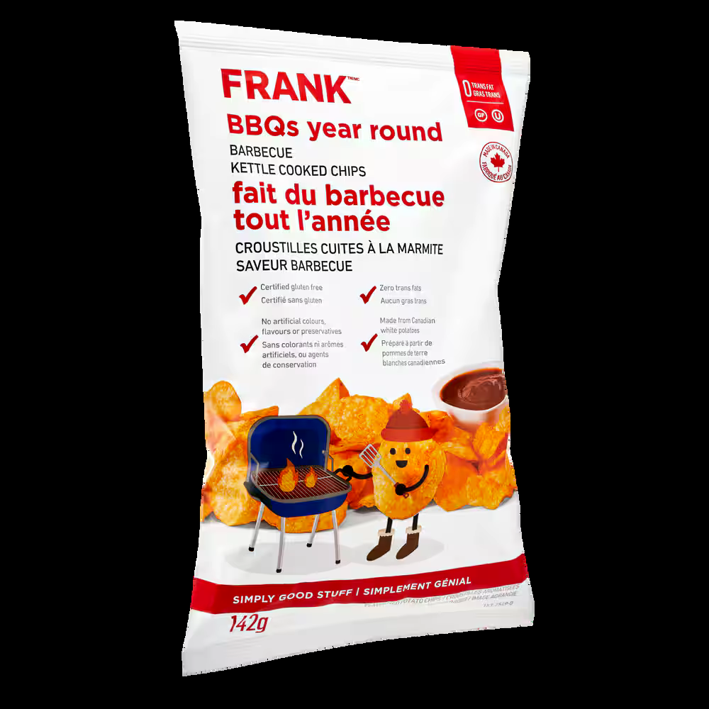 FRANK BBQ Kettle Chips, 142-g