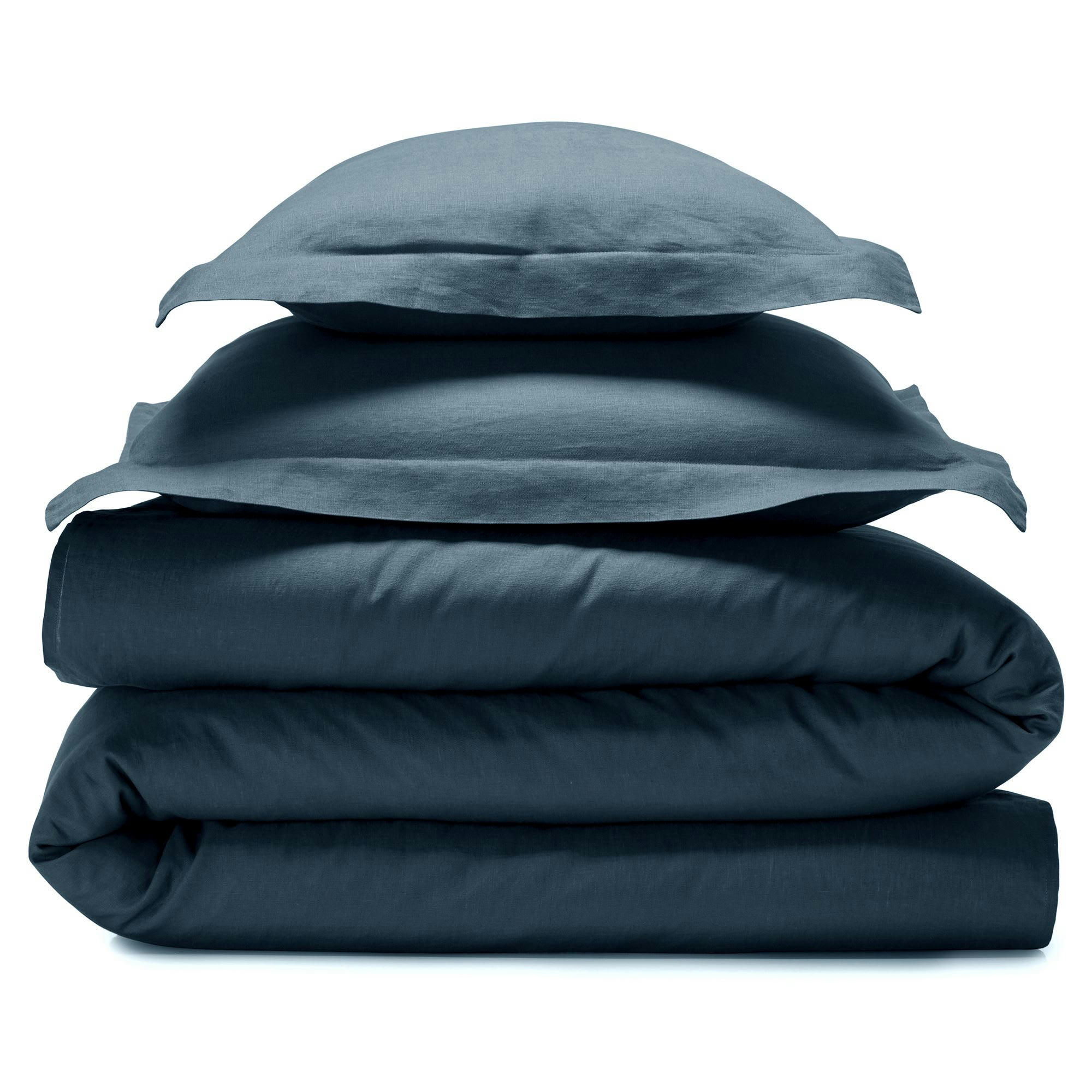 GAMME UNIE LIN PRÉLAVÉ - Housse de couette 240x220 bleu orage en lin