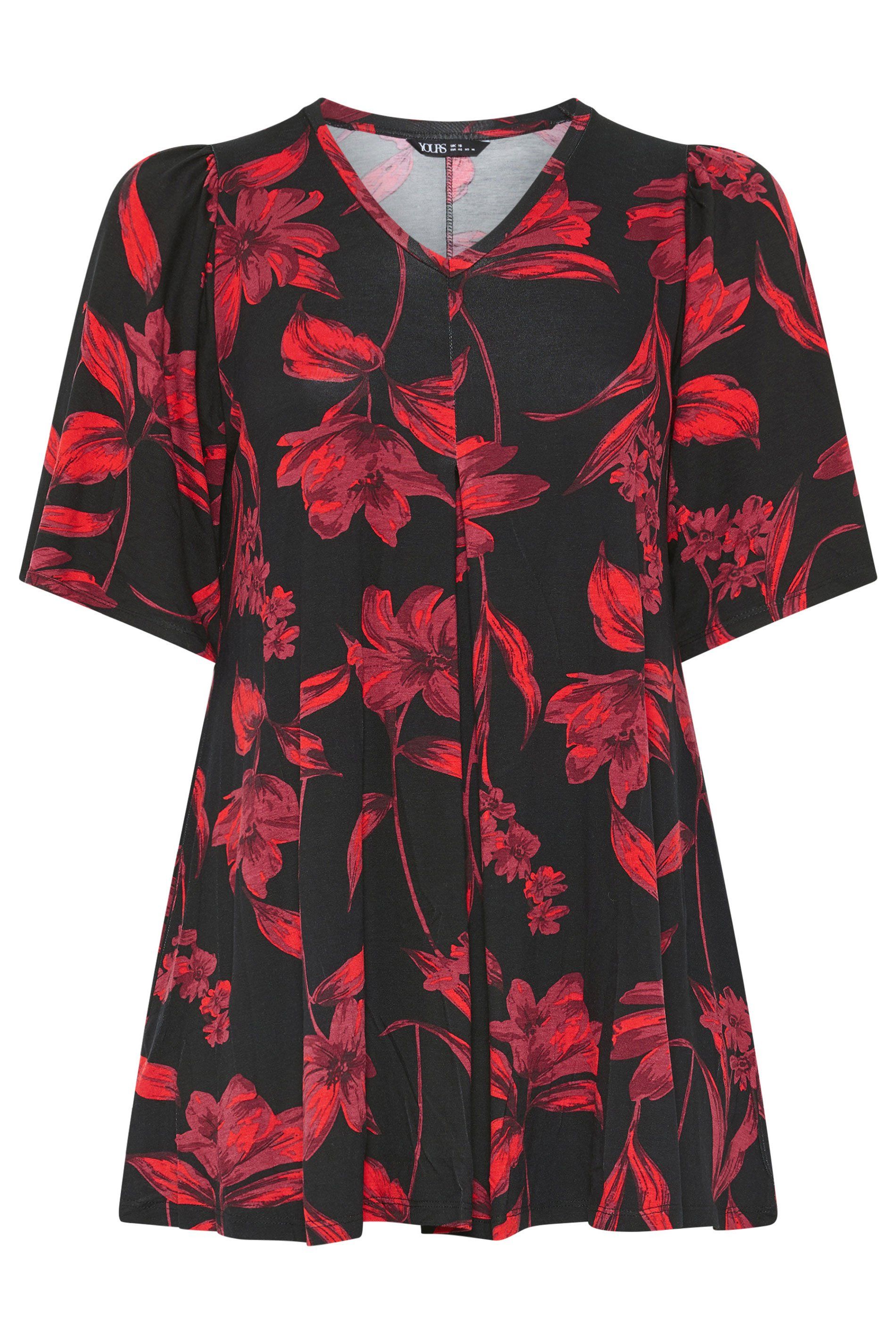 Yours Floral Pleat Front Top