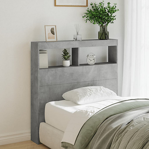 Armoire tête de lit avec LED gris béton 100x17x102 cm vidaXL
