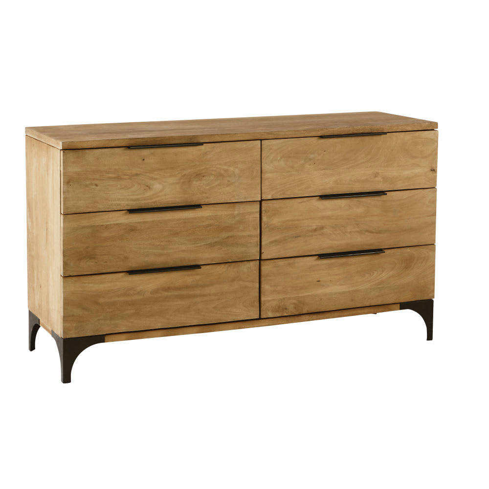 Metropolis - Commode double 6 tiroirs en bois de manguier massif