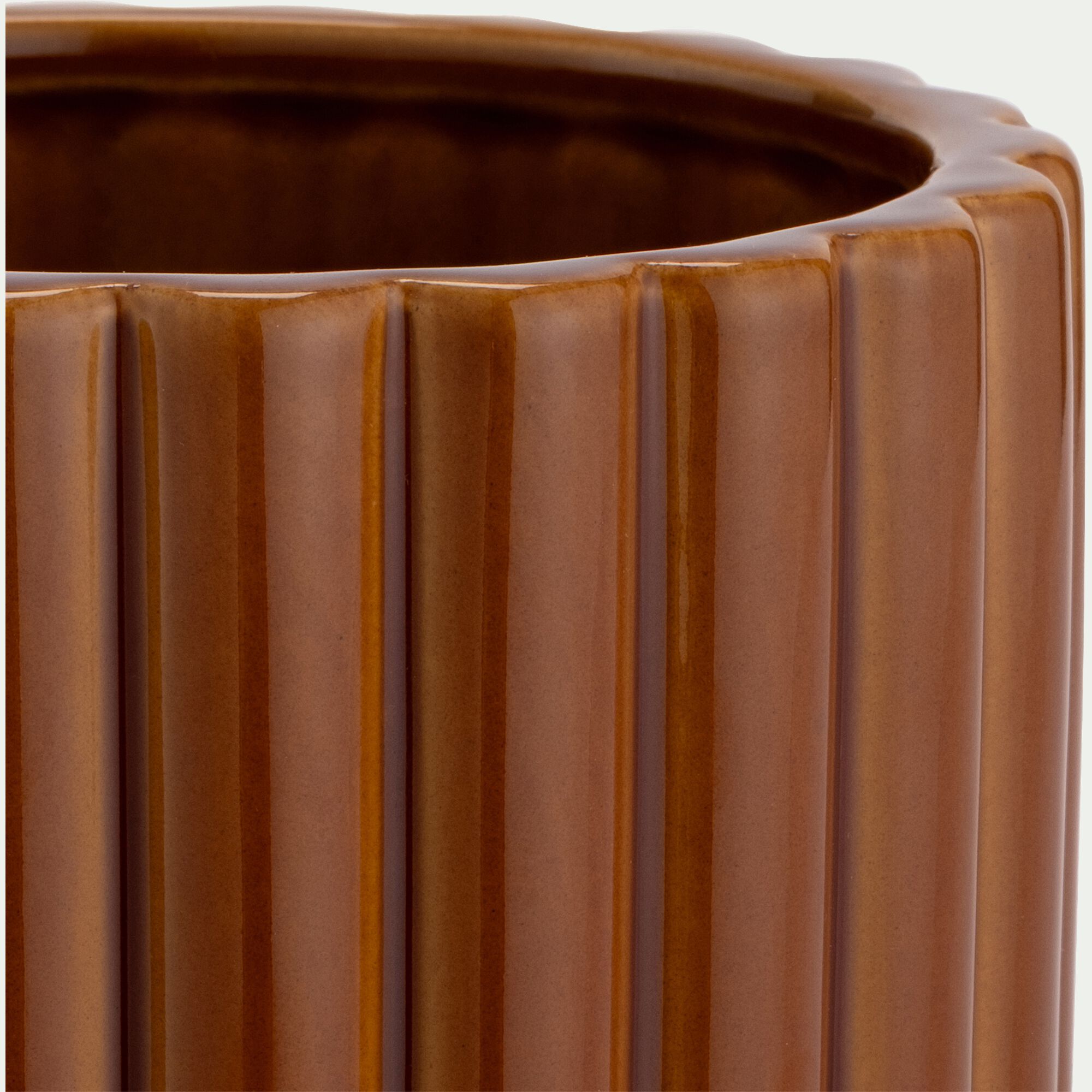 AURELE - Cache-pot en grès D14,7cm - marron