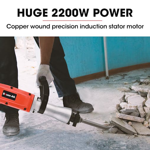 NNEMB 2200W Pro-Grade Electric Demolition Jackhammer-with 3 Bonus Chisels-Carry Case