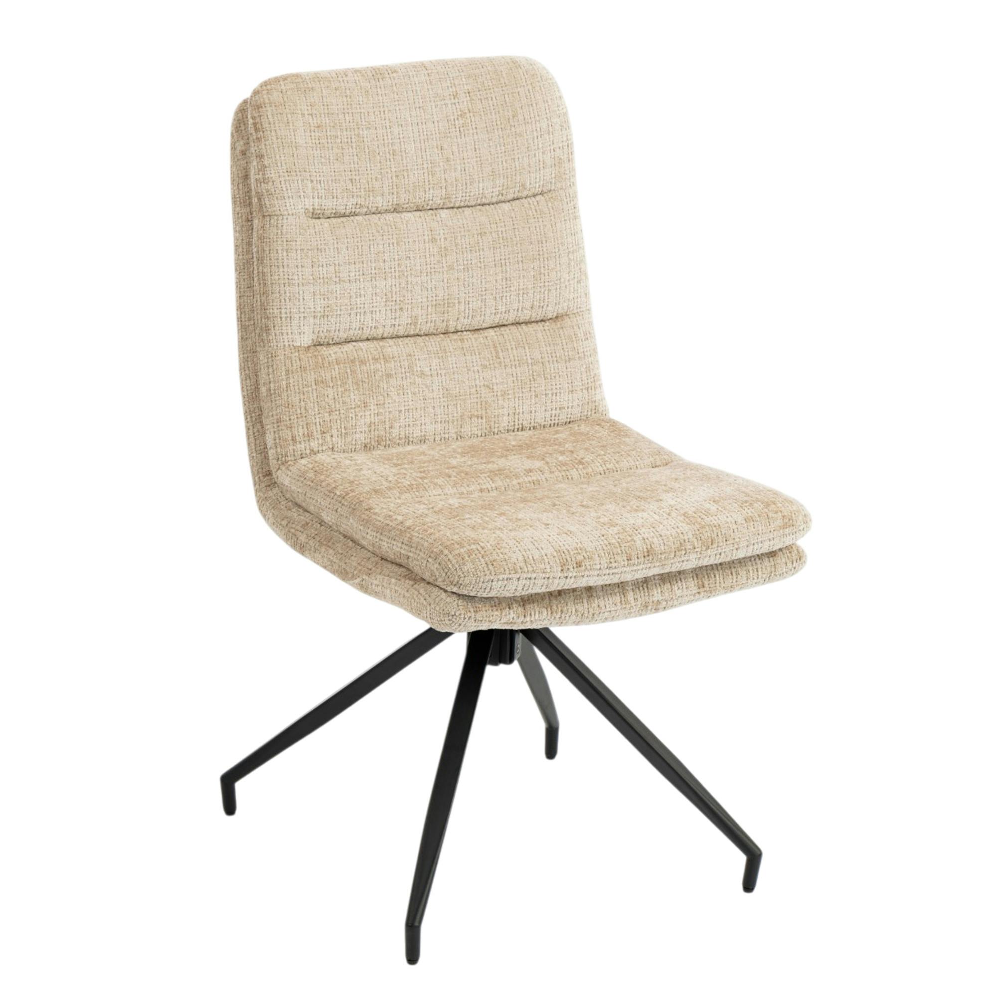 Chaise pivotante beige en tissu doux texturé (x2) PALERME