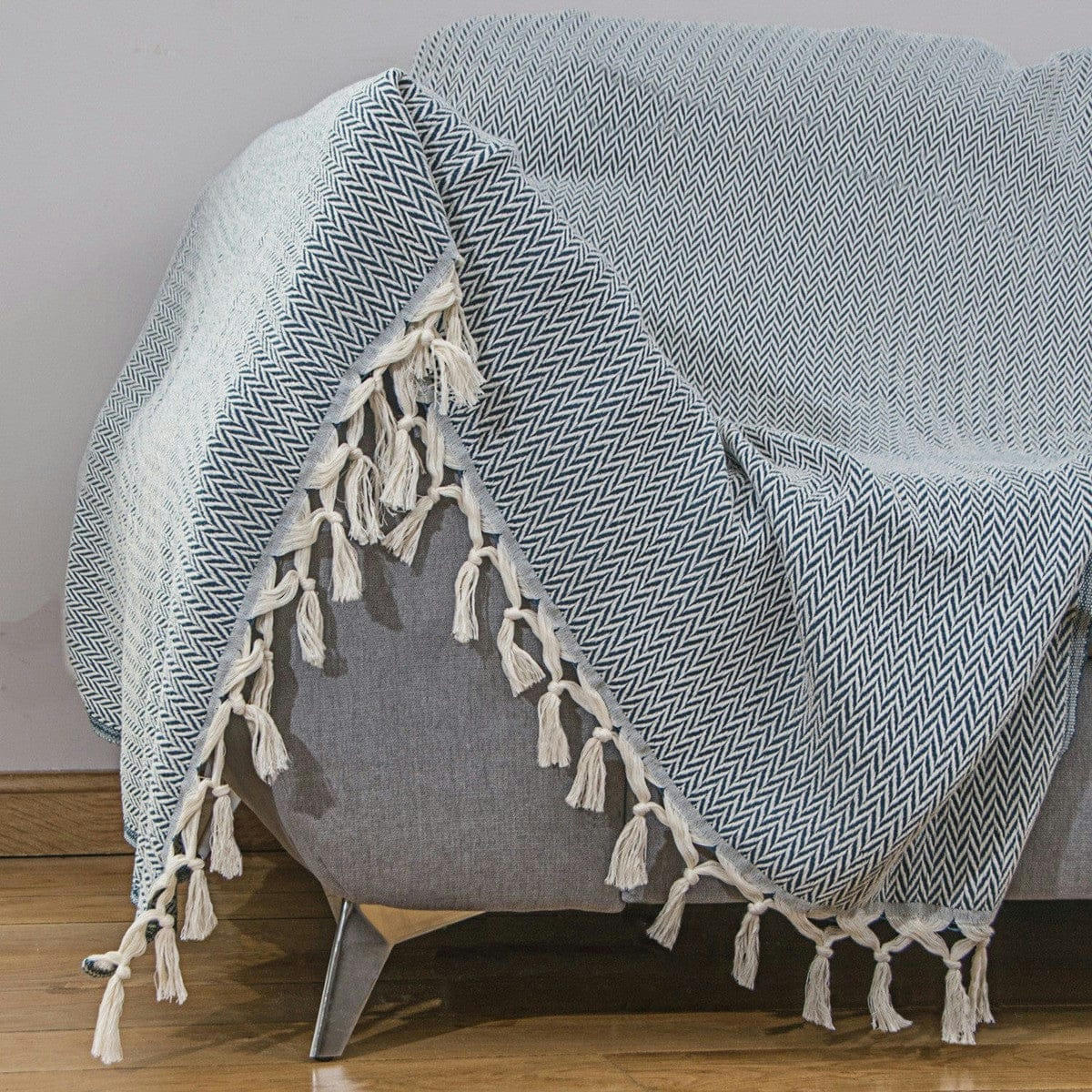 ASPEN - Plaid laine  130x170 bleu canard