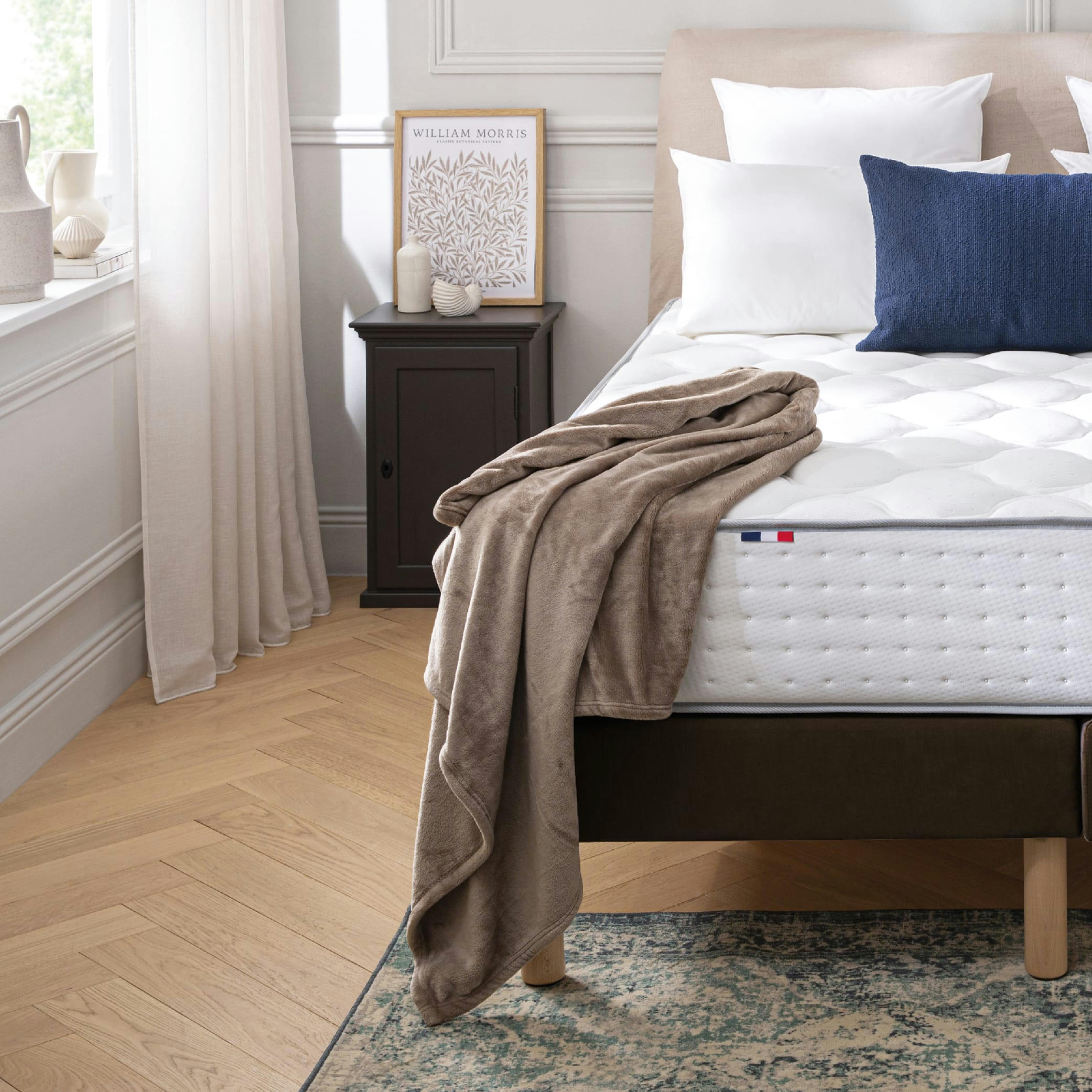 LUXE VELOURS - Sommier velours marron 90x200 cm