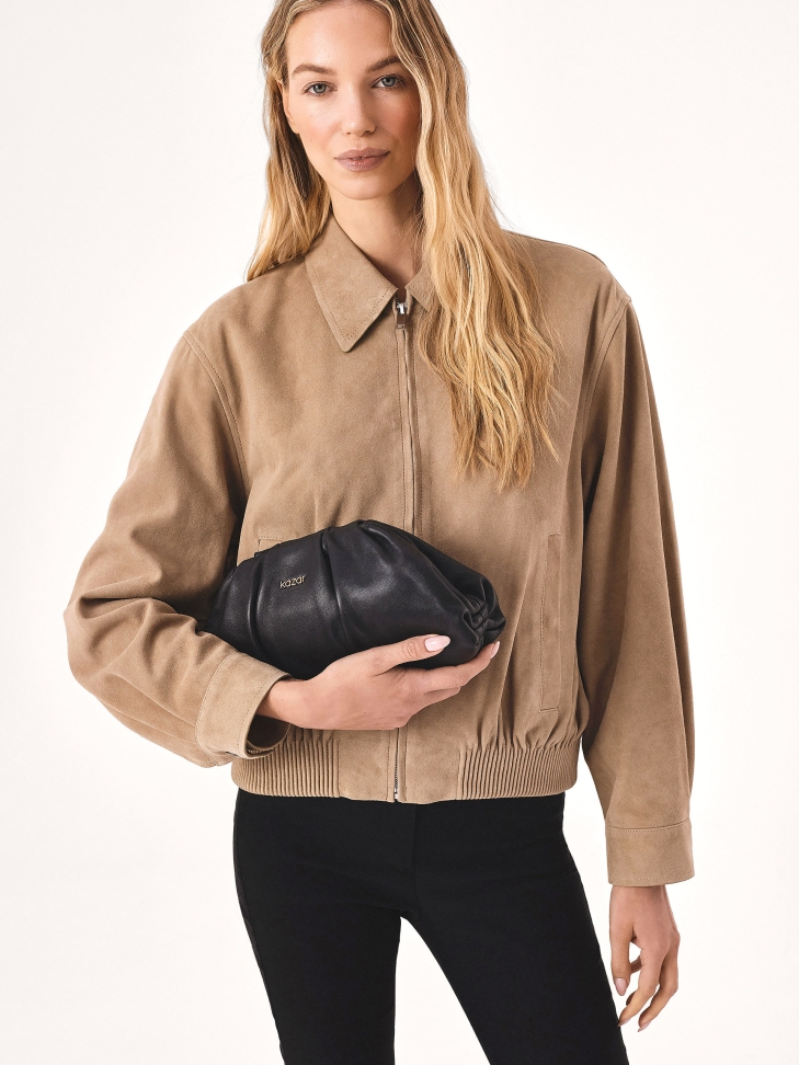 Black crinkled handbag