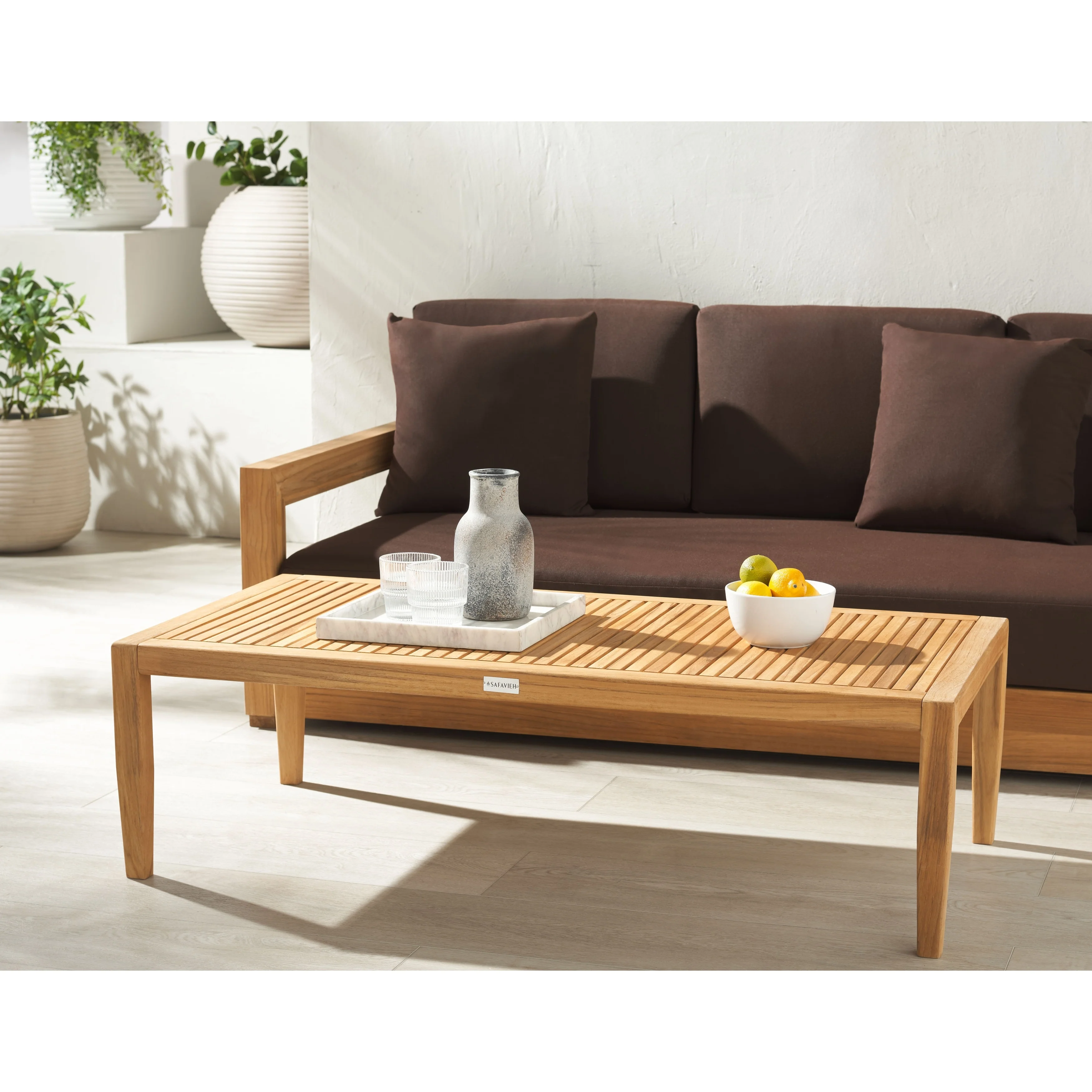 SAFAVIEH Couture Samoa Brazilian Teak Patio Coffee Table - 47W x 24D x 14H