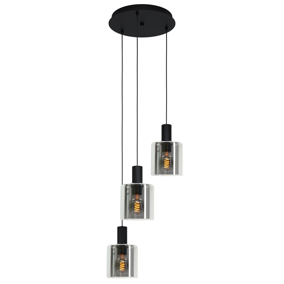 EGLO hanglamp Gorosiba - e27 - ø 41 cm - rookglas - zwart