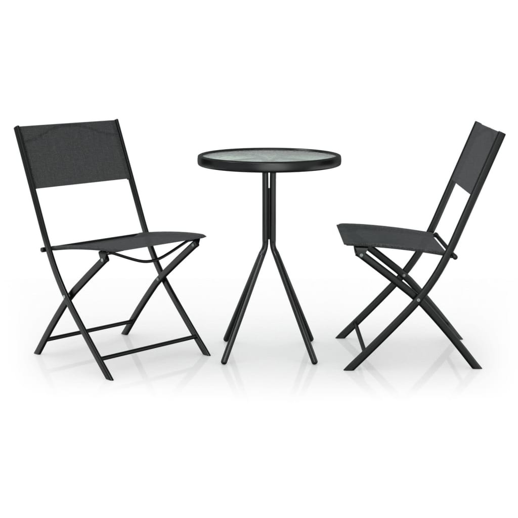 VidaXL Zestaw bistro CzarnyStal
