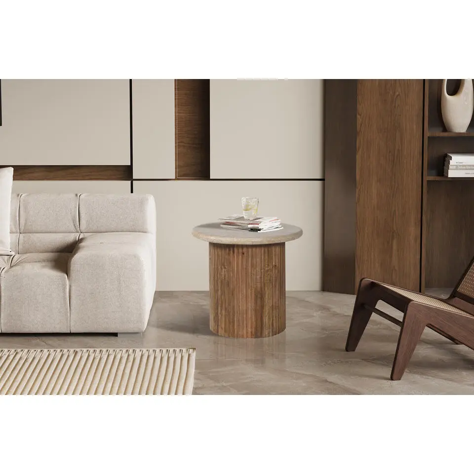 Bijzettafel Louis - &Oslash;50 x 45 cm - Travertin Beige