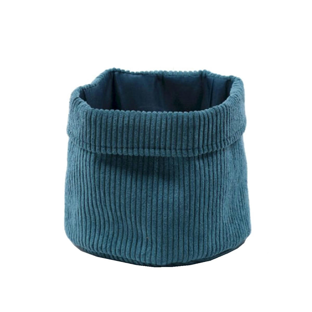 COZY - Corbeille en velours côtelé couleur paon